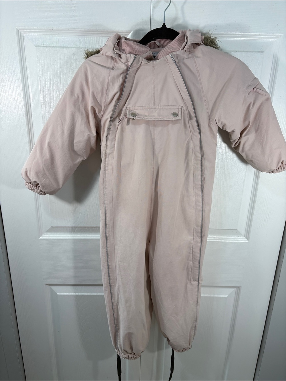 Wheat Nickie Toddler Snowsuit Pink Faux Fur Hood One Piece Winter Suit - Picture 3 of 11